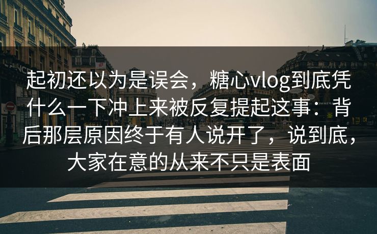 起初还以为是误会，糖心vlog到底凭什么一下冲上来被反复提起这事：背后那层原因终于有人说开了，说到底，大家在意的从来不只是表面