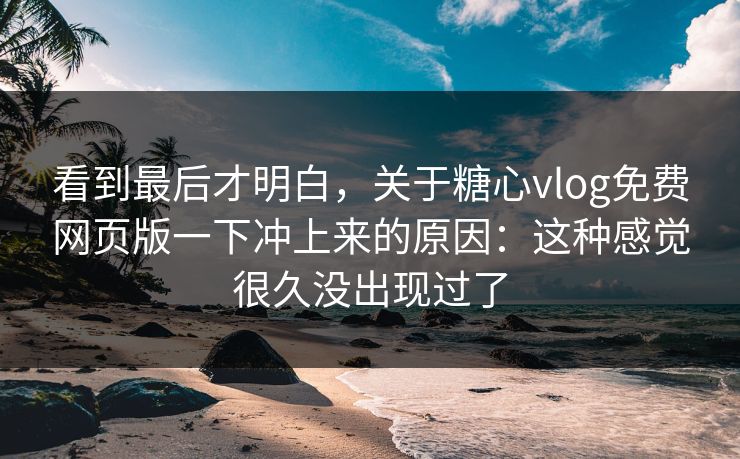 看到最后才明白，关于糖心vlog免费网页版一下冲上来的原因：这种感觉很久没出现过了
