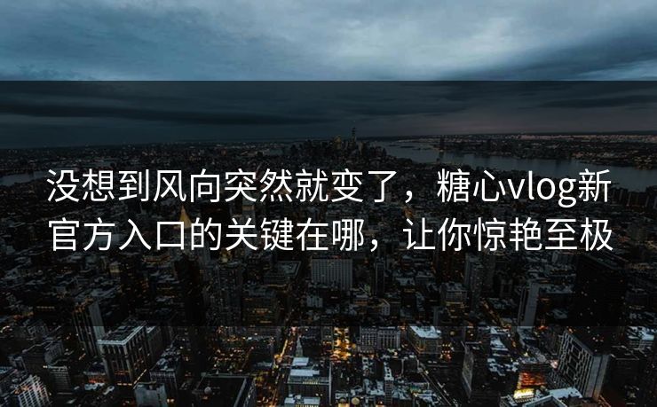 没想到风向突然就变了，糖心vlog新官方入口的关键在哪，让你惊艳至极