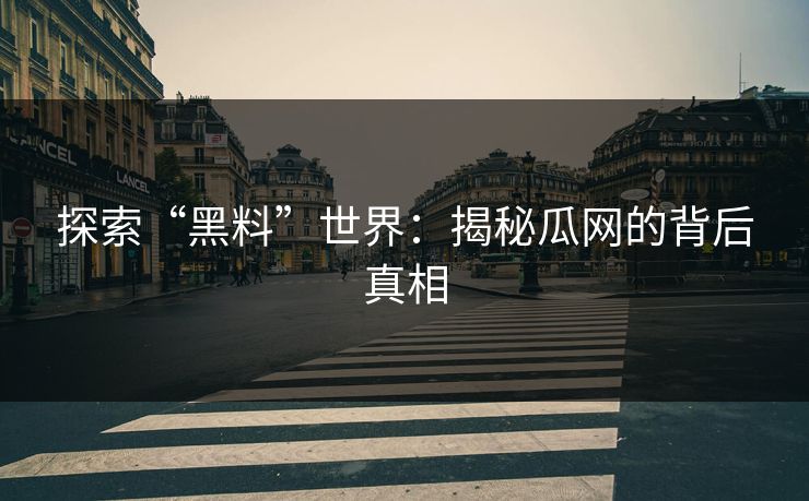 探索“黑料”世界：揭秘瓜网的背后真相