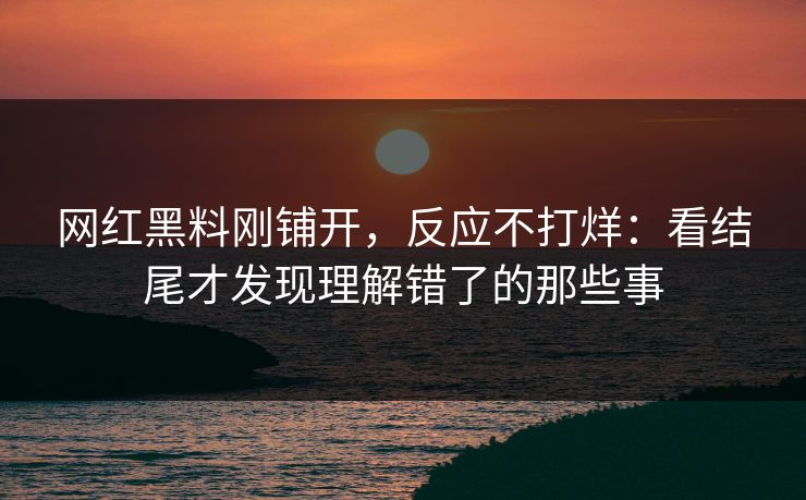 网红黑料刚铺开，反应不打烊：看结尾才发现理解错了的那些事