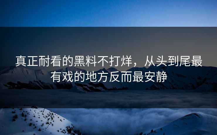 真正耐看的黑料不打烊，从头到尾最有戏的地方反而最安静