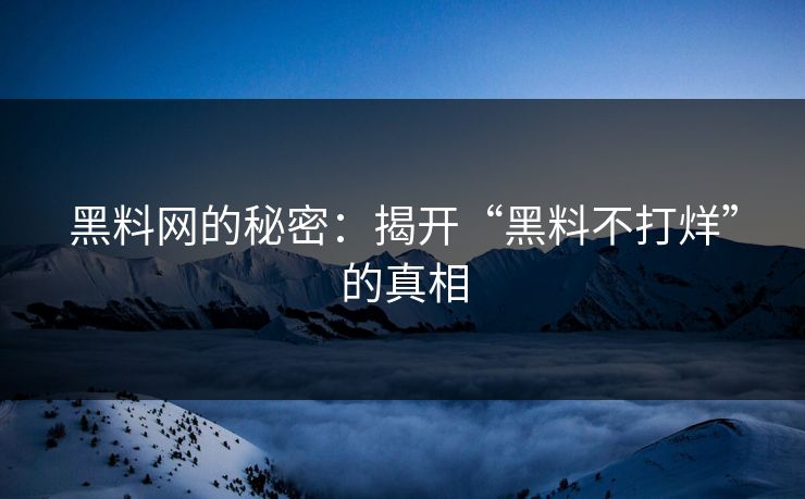 黑料网的秘密：揭开“黑料不打烊”的真相
