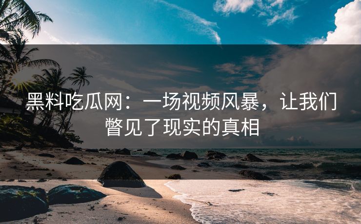 黑料吃瓜网:一场视频风暴,让我们瞥见了现实的真相