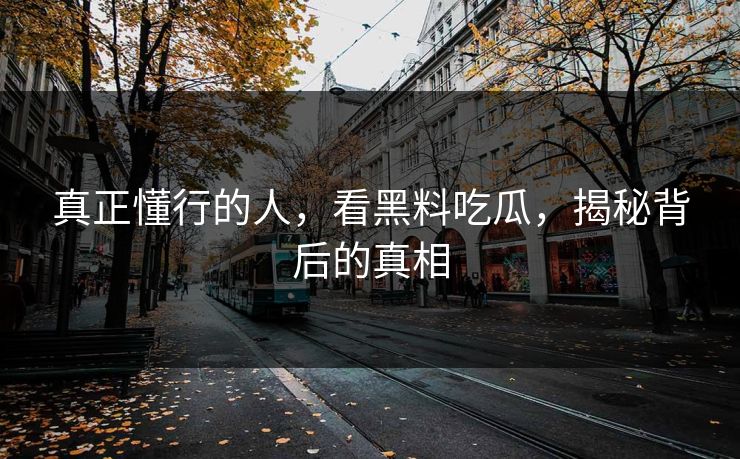 真正懂行的人,看黑料吃瓜,揭秘背后的真相 真正懂行的人,看黑料吃瓜,揭秘背后的真相
