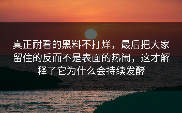 真正耐看的黑料不打烊，最后把大家留住的反而不是表面的热闹，这才解释了它为什么会持续发酵