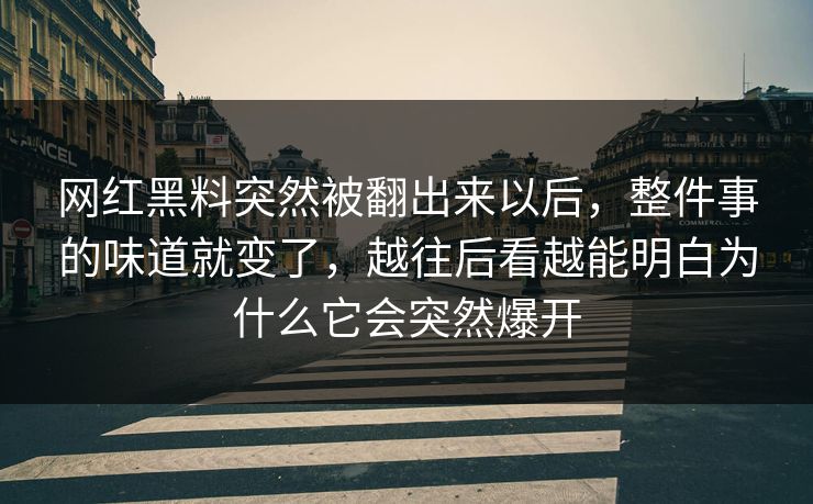 网红黑料突然被翻出来以后,整件事的味道就变了,越往后看越能明白为什么它会突然爆开 网红黑料突然被翻出来以后,整件事的味道就变了,越往后看越能明白为什么它会突然爆开