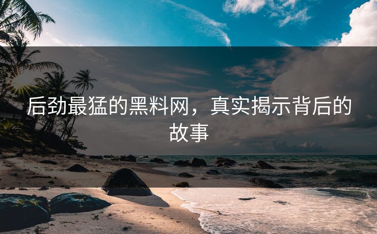后劲最猛的黑料网，真实揭示背后的故事