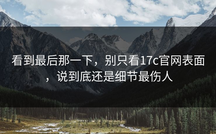 看到最后那一下,别只看17c官网表面,说到底还是细节最伤人
